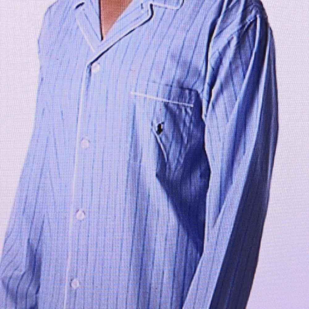 💙 POLO RALPH LAUREN COTTON BLUE STIPE MEN'S PAJAMA TOP